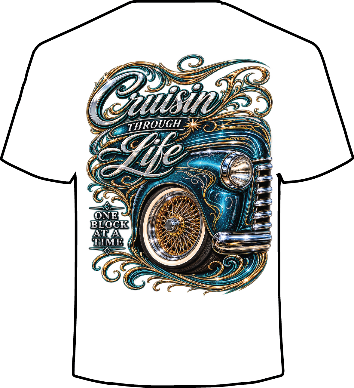 Cruisin’ Through Life – Classic Lowrider Tee One Block at a Time.