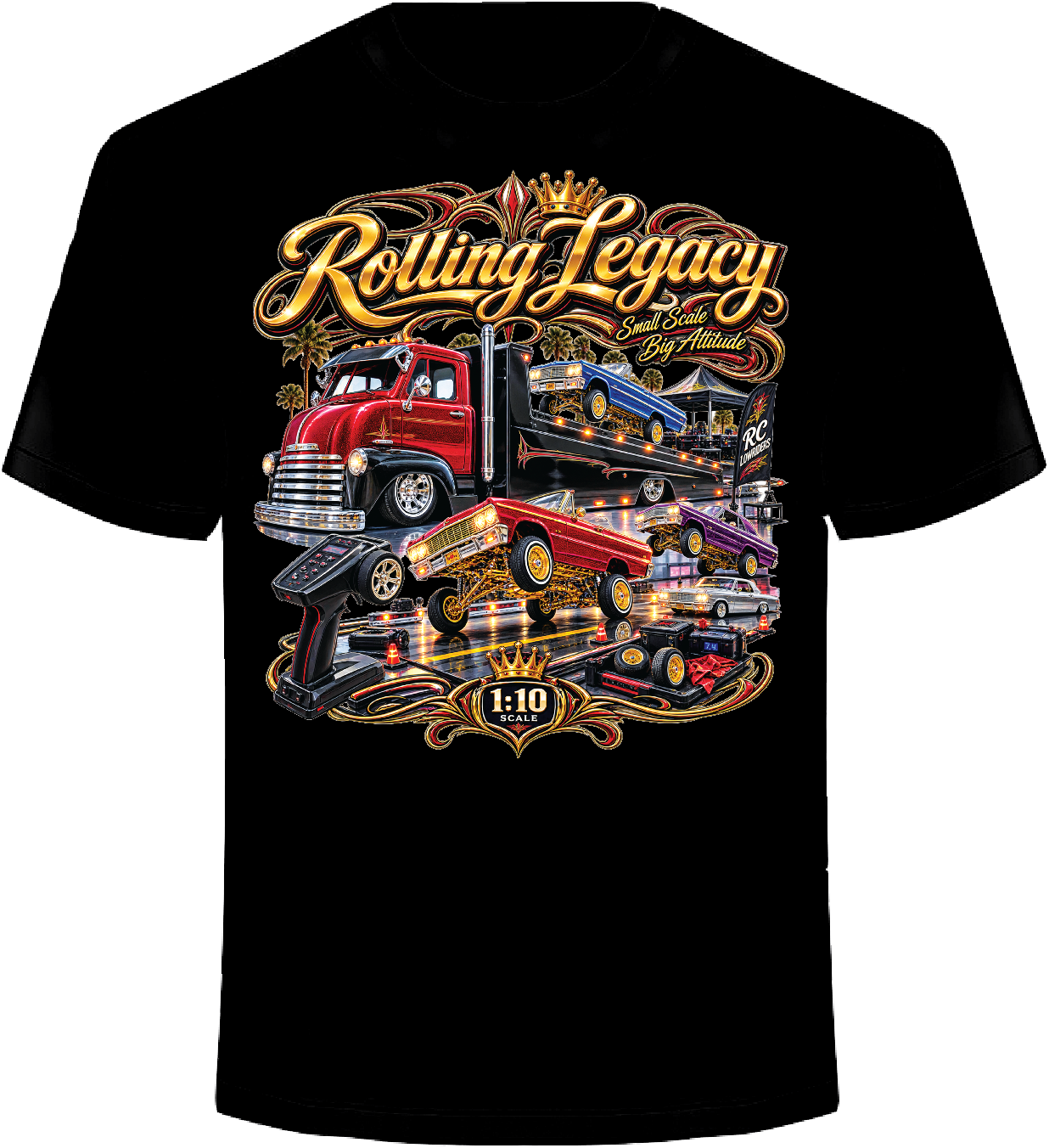 Rolling Legacy – RC Lowrider Collection Tee Small Scale. Big Attitude. Built to Cruise.